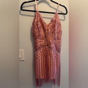 Banjul Pink Sleeveless V-neck Dress